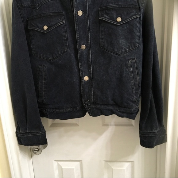 Calvin Klein Black Vintage Distressed Jean Jacket size Med - Picture 6 of 7